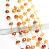 Natural Hessonite Shaded Smooth Roundel Beads Gold Plated Link Chain Length is 14 Inches and Size 4mm approx.